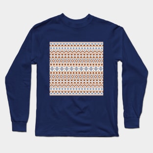 Aztec Essence Pattern II Blue Rust Cream Long Sleeve T-Shirt